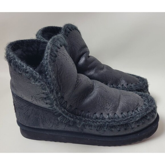 Mou Mens Black Sheepskin Ankle Eskimo Boots Sz 42 / US 9 ? - Picture 1 of 14